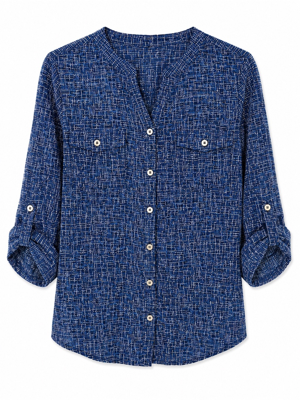 Women's Blue Button-Front Shirt